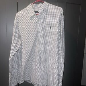 Ralph Lauren Shirt Mens Black White Striped Pony Long Sleeve Button Up Size XL